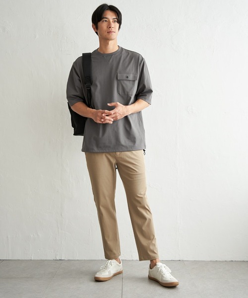 ikka（イッカ）の「【吸水速乾】冷感メッシュ5分袖アウターT（Tシャツ/カットソー・メンズ・グレー/ブラック/ベージュ/ネイビー・XL/L/M/S）」の10枚目の写真