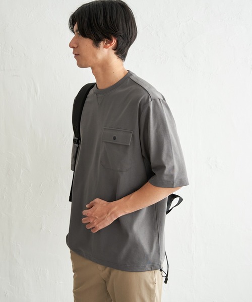 ikka（イッカ）の「【吸水速乾】冷感メッシュ5分袖アウターT（Tシャツ/カットソー・メンズ・グレー/ブラック/ベージュ/ネイビー・XL/L/M/S）」の8枚目の写真