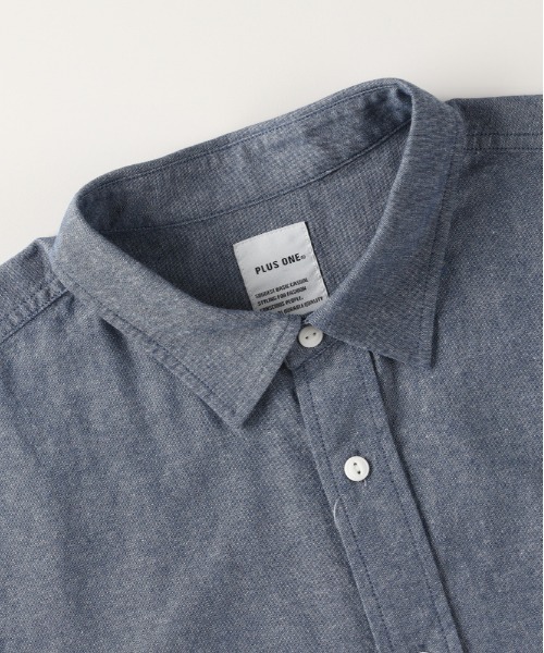 Right-on（ライトオン）の「【PLUS ONE】シャンブレー七分袖シャツ（シャツ/ブラウス・メンズ・ブラック/ライトインディゴブルー・M/L/XL/S）」の12枚目の写真