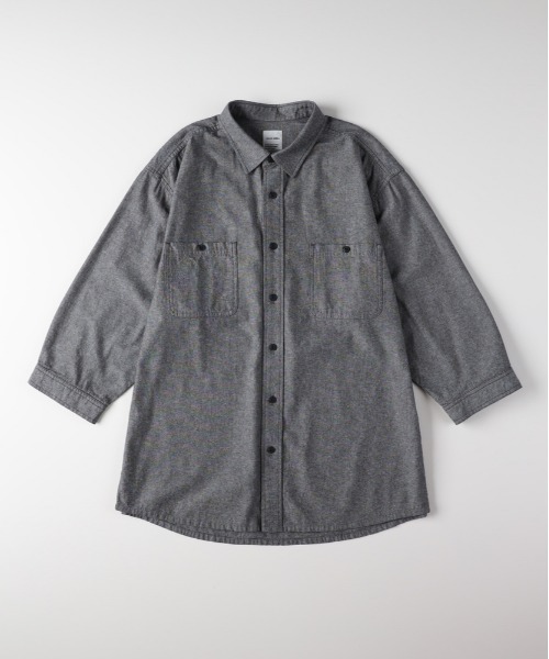 Right-on（ライトオン）の「【PLUS ONE】シャンブレー七分袖シャツ（シャツ/ブラウス・メンズ・ブラック/ライトインディゴブルー・M/L/XL/S）」の17枚目の写真