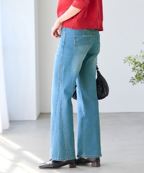 BELLUNA(ベルーナ)の「細見せ!セミフレア―デニムパンツ73丈(デニムパンツ・レディース・インディゴブルー/ライトブルー/グレー系・X-LARGE/LARGE/MEDIUM)」の6枚目の写真