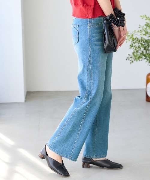 BELLUNA(ベルーナ)の「細見せ!セミフレア―デニムパンツ73丈(デニムパンツ・レディース・インディゴブルー/ライトブルー/グレー系・X-LARGE/LARGE/MEDIUM)」の7枚目の写真