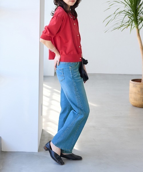 BELLUNA(ベルーナ)の「細見せ!セミフレア―デニムパンツ73丈(デニムパンツ・レディース・インディゴブルー/ライトブルー/グレー系・X-LARGE/LARGE/MEDIUM)」の10枚目の写真