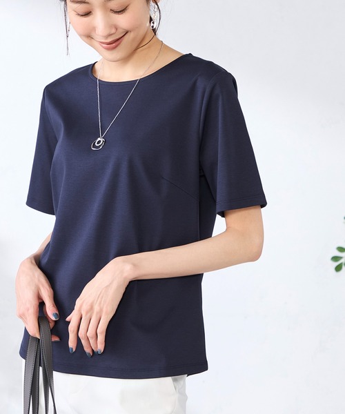 GALLORIA(ギャローリア)の「【キレメクカットソー】UVカット・接触冷感 クルーネックTシャツ(Tシャツ/カットソー・レディース・ネイビー/ライトグレー/オフホワイト/ライトパープル・L/M/LL/S)」の14枚目の写真