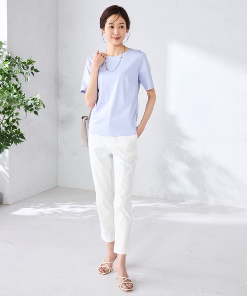 GALLORIA(ギャローリア)の「【キレメクカットソー】UVカット・接触冷感 クルーネックTシャツ(Tシャツ/カットソー・レディース・ネイビー/ライトグレー/オフホワイト/ライトパープル・L/M/LL/S)」の17枚目の写真