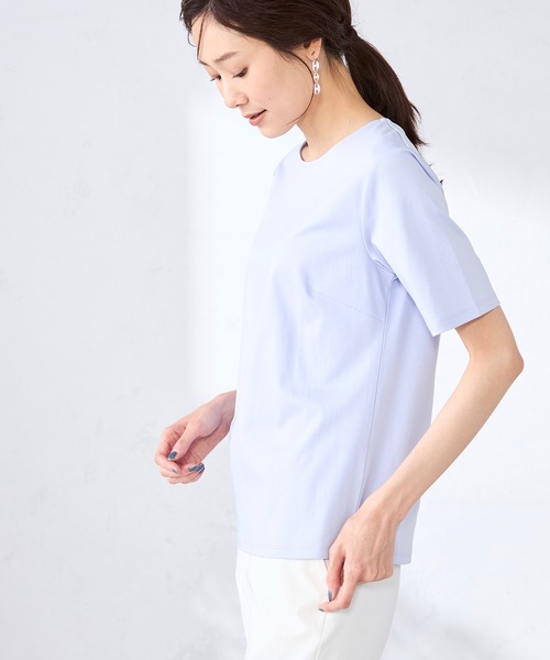 GALLORIA(ギャローリア)の「【キレメクカットソー】UVカット・接触冷感 クルーネックTシャツ(Tシャツ/カットソー・レディース・ネイビー/ライトグレー/オフホワイト/ライトパープル・L/M/LL/S)」の18枚目の写真