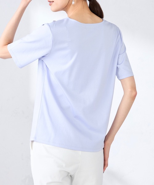 GALLORIA(ギャローリア)の「【キレメクカットソー】UVカット・接触冷感 クルーネックTシャツ(Tシャツ/カットソー・レディース・ネイビー/ライトグレー/オフホワイト/ライトパープル・L/M/LL/S)」の19枚目の写真