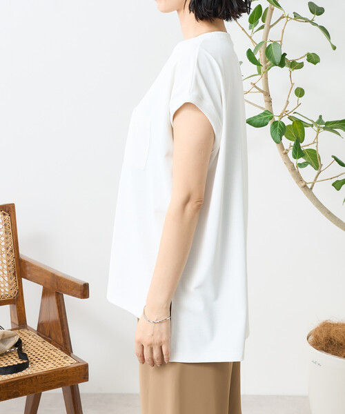 FREAK'S STORE(フリークスストア)の「<接触冷感/UV> AIRDRY HIGHCOOL フレンチスリーブTシャツ(Tシャツ/カットソー・レディース・ピンク/ブラック/ブルー/オフホワイト/モカ・MEDIUM/SMALL)」の13枚目の写真