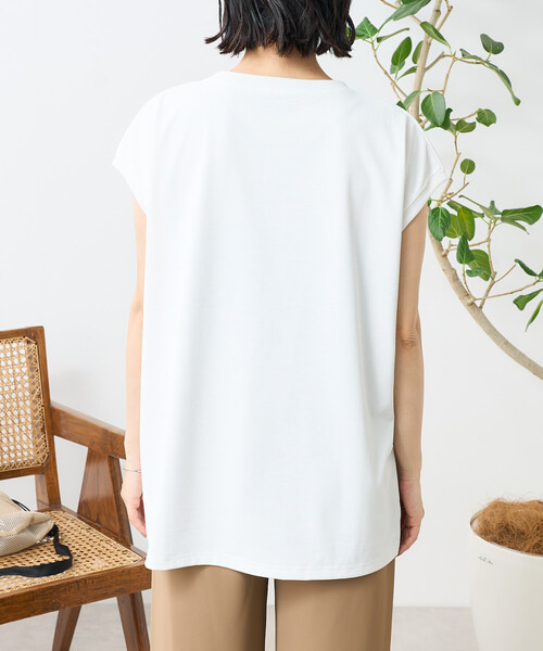 FREAK'S STORE(フリークスストア)の「<接触冷感/UV> AIRDRY HIGHCOOL フレンチスリーブTシャツ(Tシャツ/カットソー・レディース・ピンク/ブラック/ブルー/オフホワイト/モカ・MEDIUM/SMALL)」の14枚目の写真