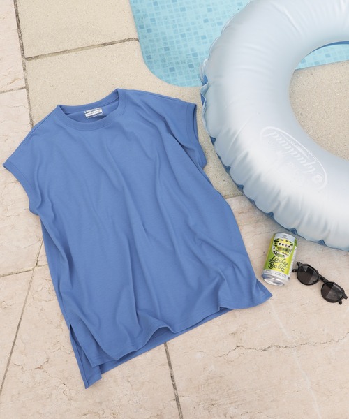 FREAK'S STORE(フリークスストア)の「<接触冷感/UV> AIRDRY HIGHCOOL フレンチスリーブTシャツ(Tシャツ/カットソー・レディース・ピンク/ブラック/ブルー/オフホワイト/モカ・MEDIUM/SMALL)」の4枚目の写真