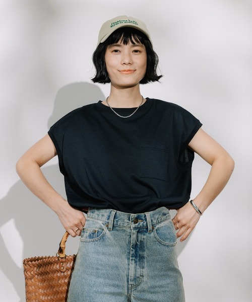 FREAK'S STORE(フリークスストア)の「<接触冷感/UV> AIRDRY HIGHCOOL フレンチスリーブTシャツ(Tシャツ/カットソー・レディース・ピンク/ブラック/ブルー/オフホワイト/モカ・MEDIUM/SMALL)」の3枚目の写真