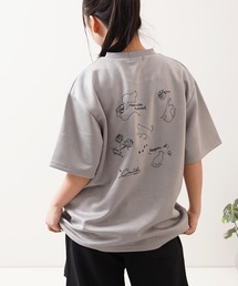 ガール&ネコ フェイクスエード ルーズTee / Girls & Cats Faux Suede Loose-Fit T-Shirt