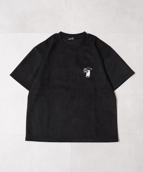1111clothing(ワンフォークロージング)の「ガール&ネコ フェイクスエード ルーズTee / Girls & Cats Faux Suede Loose-Fit T-Shirt(Tシャツ/カットソー・メンズ・オフホワイト/グレー/ブラック・L/M)」の13枚目の写真
