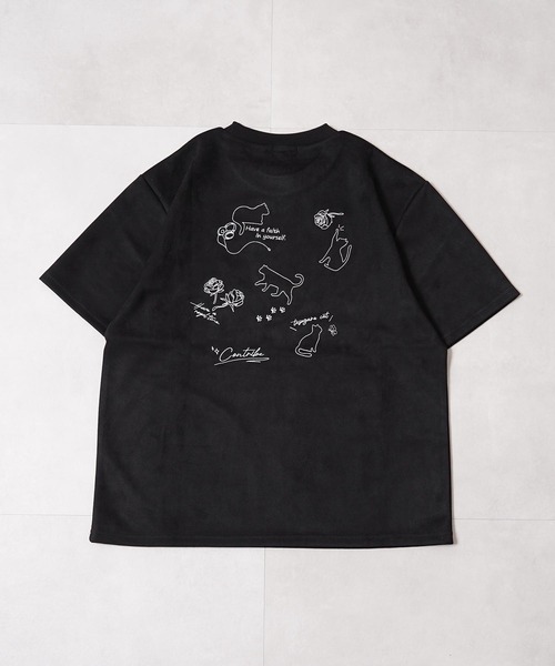 1111clothing(ワンフォークロージング)の「ガール&ネコ フェイクスエード ルーズTee / Girls & Cats Faux Suede Loose-Fit T-Shirt(Tシャツ/カットソー・メンズ・オフホワイト/グレー/ブラック・L/M)」の14枚目の写真
