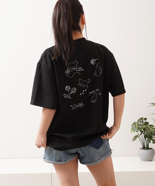 1111clothing(ワンフォークロージング)の「ガール&ネコ フェイクスエード ルーズTee / Girls & Cats Faux Suede Loose-Fit T-Shirt(Tシャツ/カットソー・メンズ・オフホワイト/グレー/ブラック・L/M)」の19枚目の写真