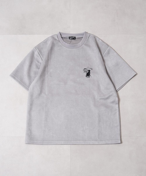 1111clothing(ワンフォークロージング)の「ガール&ネコ フェイクスエード ルーズTee / Girls & Cats Faux Suede Loose-Fit T-Shirt(Tシャツ/カットソー・メンズ・オフホワイト/グレー/ブラック・L/M)」の21枚目の写真