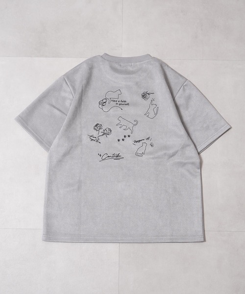 1111clothing(ワンフォークロージング)の「ガール&ネコ フェイクスエード ルーズTee / Girls & Cats Faux Suede Loose-Fit T-Shirt(Tシャツ/カットソー・メンズ・オフホワイト/グレー/ブラック・L/M)」の22枚目の写真