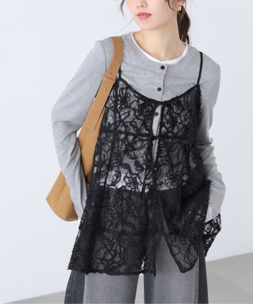 FREE'S MART（フリーズマート）の「◆レースキャミチュニック（キャミソール・レディース・ブラック/ホワイト・FREE）」の19枚目の写真
