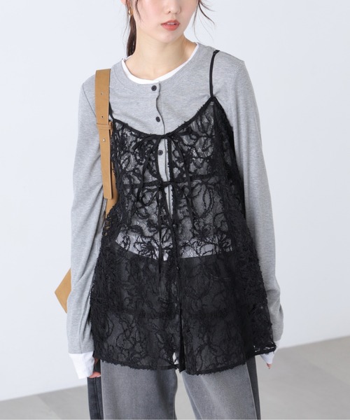 FREE'S MART（フリーズマート）の「◆レースキャミチュニック（キャミソール・レディース・ブラック/ホワイト・FREE）」の22枚目の写真