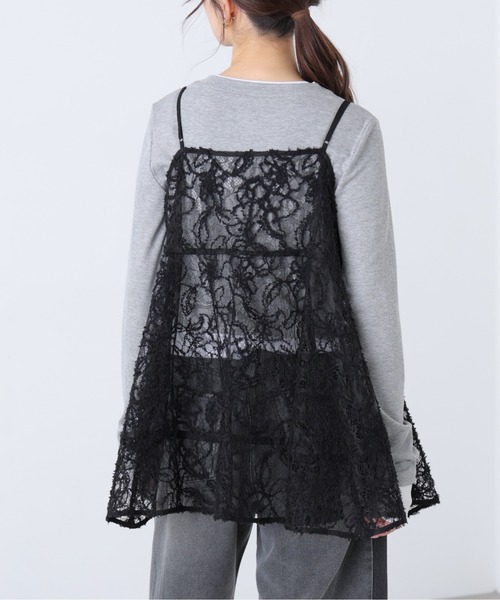 FREE'S MART（フリーズマート）の「◆レースキャミチュニック（キャミソール・レディース・ブラック/ホワイト・FREE）」の7枚目の写真