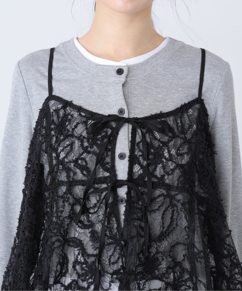 FREE'S MART（フリーズマート）の「◆レースキャミチュニック（キャミソール・レディース・ブラック/ホワイト・FREE）」の8枚目の写真