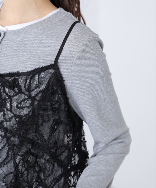 FREE'S MART（フリーズマート）の「◆レースキャミチュニック（キャミソール・レディース・ブラック/ホワイト・FREE）」の9枚目の写真