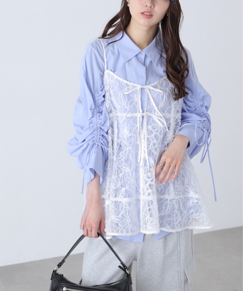 FREE'S MART（フリーズマート）の「◆レースキャミチュニック（キャミソール・レディース・ブラック/ホワイト・FREE）」の14枚目の写真