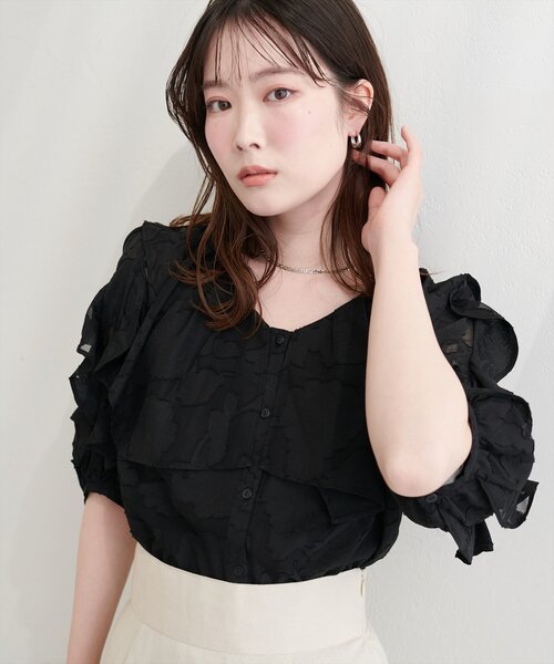 natural couture（ナチュラルクチュール）の「オパールフラワーシアーブラウス（シャツ/ブラウス・レディース・ブラック/ピンク/ラベンダー/ミント/オフホワイト・FREE）」の18枚目の写真