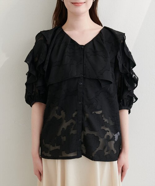 natural couture（ナチュラルクチュール）の「オパールフラワーシアーブラウス（シャツ/ブラウス・レディース・ブラック/ピンク/ラベンダー/ミント/オフホワイト・FREE）」の15枚目の写真