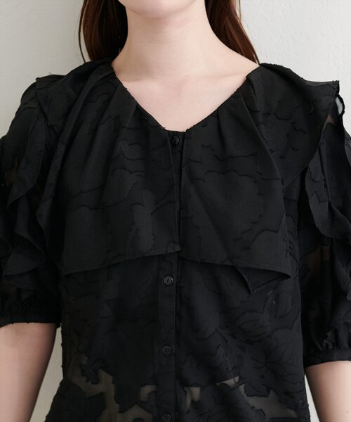 natural couture（ナチュラルクチュール）の「オパールフラワーシアーブラウス（シャツ/ブラウス・レディース・ブラック/ピンク/ラベンダー/ミント/オフホワイト・FREE）」の12枚目の写真