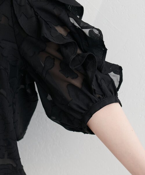 natural couture（ナチュラルクチュール）の「オパールフラワーシアーブラウス（シャツ/ブラウス・レディース・ブラック/ピンク/ラベンダー/ミント/オフホワイト・FREE）」の9枚目の写真