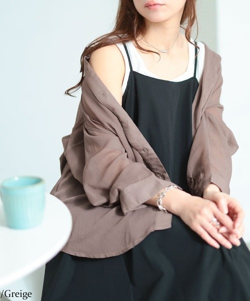 GOLDJAPAN(ゴールドジャパン)の「ワッシャーシアールーズシャツ【大きいサイズ対応】(シャツ/ブラウス・レディース・ブルー/ブラック/カーキ/グレイッシュベージュ/アイボリー・3L~4L/5L~6L/L~LL)」の3枚目の写真