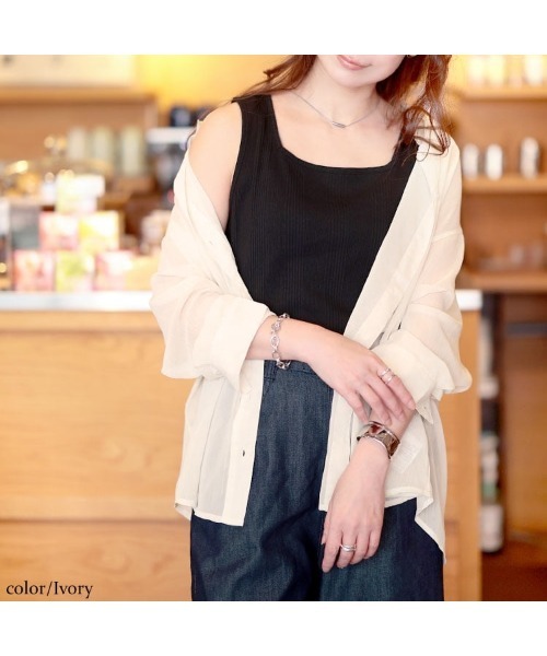 GOLDJAPAN(ゴールドジャパン)の「ワッシャーシアールーズシャツ【大きいサイズ対応】(シャツ/ブラウス・レディース・ブルー/ブラック/カーキ/グレイッシュベージュ/アイボリー・3L~4L/5L~6L/L~LL)」の7枚目の写真