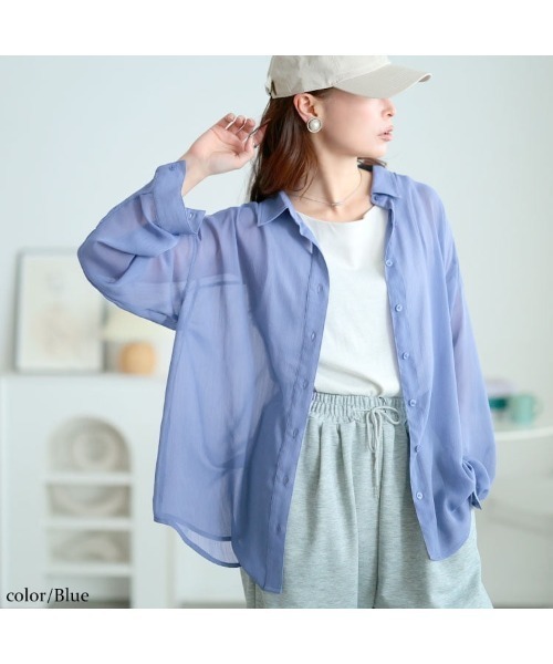 GOLDJAPAN(ゴールドジャパン)の「ワッシャーシアールーズシャツ【大きいサイズ対応】(シャツ/ブラウス・レディース・ブルー/ブラック/カーキ/グレイッシュベージュ/アイボリー・3L~4L/5L~6L/L~LL)」の20枚目の写真