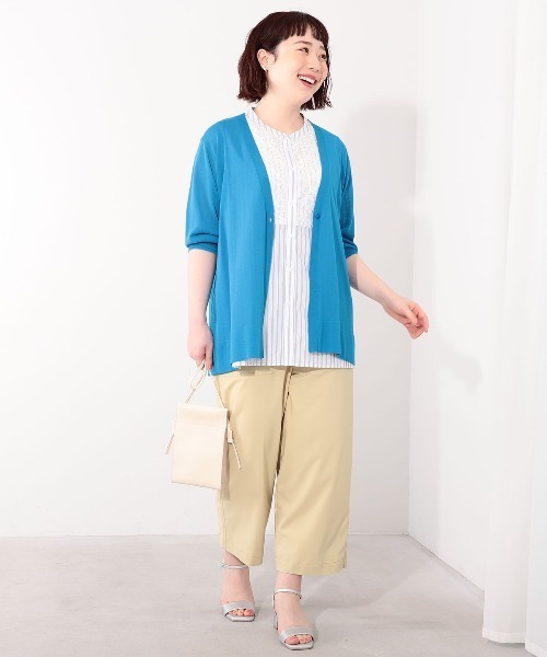 MB mint breeze(エムビーミントブリーズ)の「【L~6L 大きいサイズ】【UVカット/接触冷感】Vネックニットカーディガン(カーディガン/ボレロ・レディース・ブラック/ブルー/グリーン・5L/4L/3L/LL/6L)」の6枚目の写真