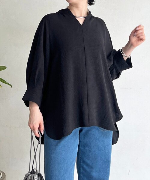 un dix cors(アンディコール)の「麻ライクVネックスキッパーブラウス(シャツ/ブラウス・レディース・ブラック/レッド/ホワイト系その他/イエロー・FREE)」の9枚目の写真