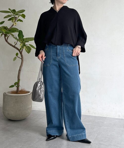 un dix cors(アンディコール)の「麻ライクVネックスキッパーブラウス(シャツ/ブラウス・レディース・ブラック/レッド/ホワイト系その他/イエロー・FREE)」の11枚目の写真