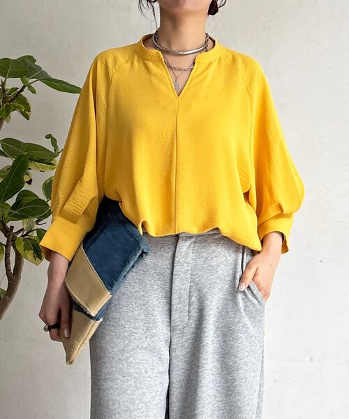 un dix cors(アンディコール)の「麻ライクVネックスキッパーブラウス(シャツ/ブラウス・レディース・ブラック/レッド/ホワイト系その他/イエロー・FREE)」の20枚目の写真