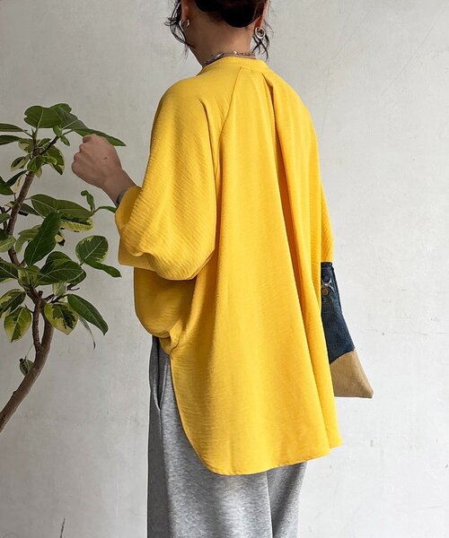 un dix cors(アンディコール)の「麻ライクVネックスキッパーブラウス(シャツ/ブラウス・レディース・ブラック/レッド/ホワイト系その他/イエロー・FREE)」の21枚目の写真