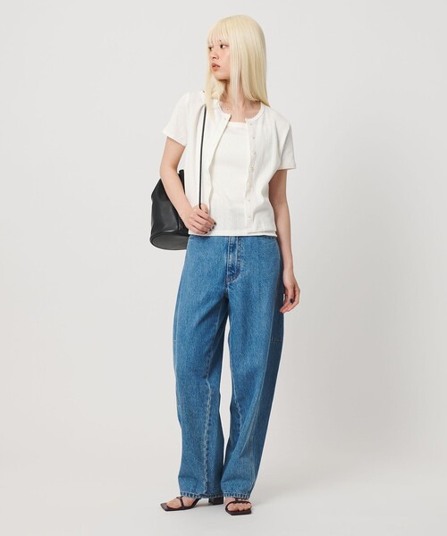 BEAUTY&YOUTH UNITED ARROWS(ビューティーアンドユースユナイテッドアローズ)の「コットン パターンメッシュ ショートスリーブ カーディガン ウォッシャブル(カーディガン/ボレロ・レディース・ライトブルー/ブラック/その他1/ホワイト/シャーベット・FREE)」の5枚目の写真