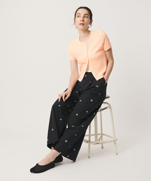 BEAUTY&YOUTH UNITED ARROWS(ビューティーアンドユースユナイテッドアローズ)の「コットン パターンメッシュ ショートスリーブ カーディガン ウォッシャブル(カーディガン/ボレロ・レディース・ライトブルー/ブラック/その他1/ホワイト/シャーベット・FREE)」の4枚目の写真