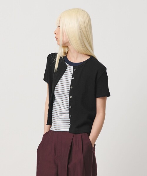 BEAUTY&YOUTH UNITED ARROWS(ビューティーアンドユースユナイテッドアローズ)の「コットン パターンメッシュ ショートスリーブ カーディガン ウォッシャブル(カーディガン/ボレロ・レディース・ライトブルー/ブラック/その他1/ホワイト/シャーベット・FREE)」の8枚目の写真