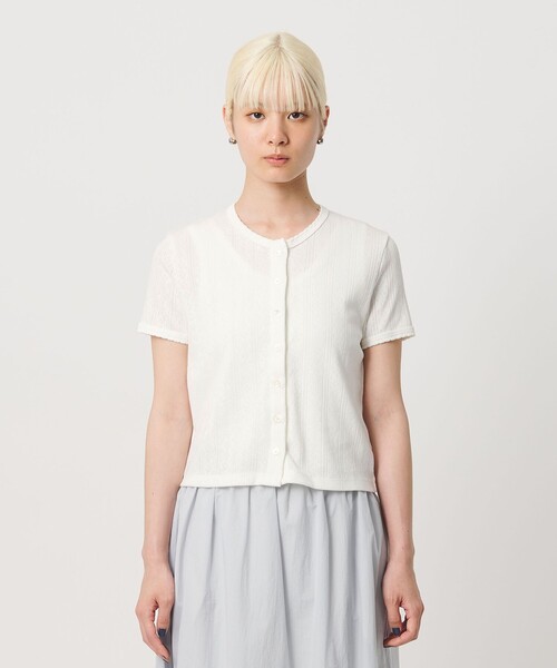 BEAUTY&YOUTH UNITED ARROWS(ビューティーアンドユースユナイテッドアローズ)の「コットン パターンメッシュ ショートスリーブ カーディガン ウォッシャブル(カーディガン/ボレロ・レディース・ライトブルー/ブラック/その他1/ホワイト/シャーベット・FREE)」の18枚目の写真