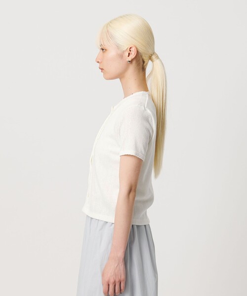 BEAUTY&YOUTH UNITED ARROWS(ビューティーアンドユースユナイテッドアローズ)の「コットン パターンメッシュ ショートスリーブ カーディガン ウォッシャブル(カーディガン/ボレロ・レディース・ライトブルー/ブラック/その他1/ホワイト/シャーベット・FREE)」の19枚目の写真