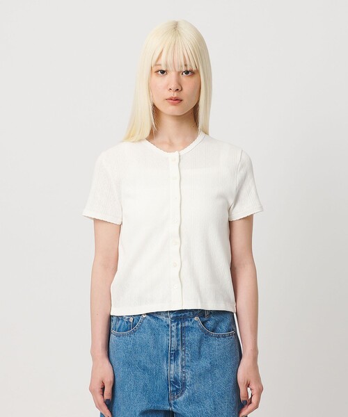 BEAUTY&YOUTH UNITED ARROWS(ビューティーアンドユースユナイテッドアローズ)の「コットン パターンメッシュ ショートスリーブ カーディガン ウォッシャブル(カーディガン/ボレロ・レディース・ライトブルー/ブラック/その他1/ホワイト/シャーベット・FREE)」の21枚目の写真