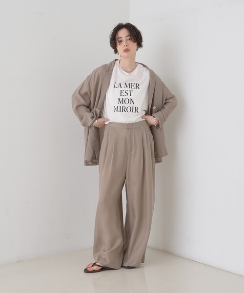 Rouge vif（ルージュヴィフ）の「【セットアップ対応】キュプラフィブリルダブルジャケット（テーラードジャケット・レディース・グレー/グレイッシュベージュ・フリー）」の15枚目の写真