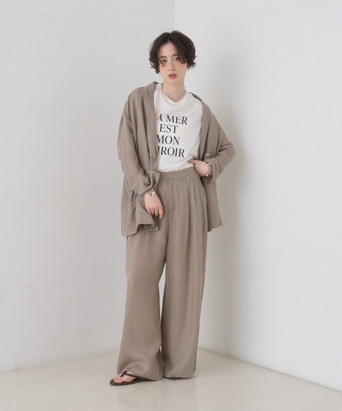 Rouge vif（ルージュヴィフ）の「【セットアップ対応】キュプラフィブリルダブルジャケット（テーラードジャケット・レディース・グレー/グレイッシュベージュ・フリー）」の16枚目の写真