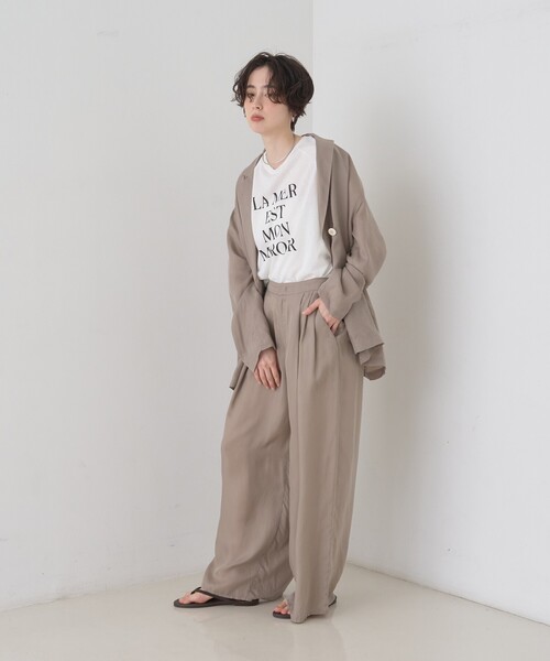 Rouge vif（ルージュヴィフ）の「【セットアップ対応】キュプラフィブリルダブルジャケット（テーラードジャケット・レディース・グレー/グレイッシュベージュ・フリー）」の18枚目の写真