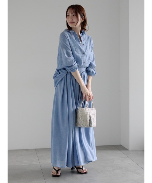 Te chichi(テチチ)の「【新色追加】シャンブレーボイルシャツ(セットアップ可)(シャツ/ブラウス・レディース・ラベンダー/オフホワイト/ブルー/ブラック/グリーン/オレンジ・F)」の14枚目の写真