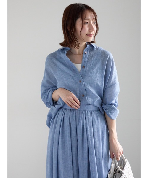 Te chichi(テチチ)の「【新色追加】シャンブレーボイルシャツ(セットアップ可)(シャツ/ブラウス・レディース・ラベンダー/オフホワイト/ブルー/ブラック/グリーン/オレンジ・F)」の15枚目の写真